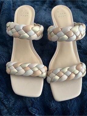 a new day Pastel Braided Slide Sandals - Cream, Pink, Mint